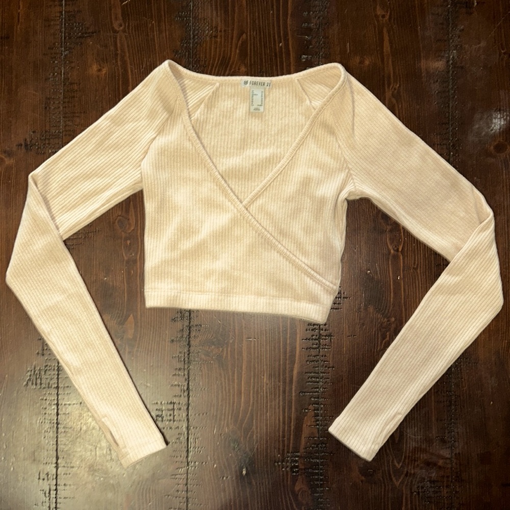 Long sleeve wrap crop top
